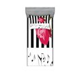thumbnail image 1 of Ambesonne Modern Fitted Sheet & Pillow Sham Set, Red Rose on the Piano, Twin, Pink Black White, 1 of 2