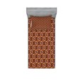 thumbnail image 1 of Ambesonne Modern Fitted Sheet & Pillow Sham Set, Retro Vintage Geometric, Twinxl, Dark Orange Burgundy, 1 of 2
