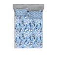 thumbnail image 1 of Ambesonne Modern Fitted Sheet & Pillow Sham Set, Romantic Leaves Ethnic, Queen, Pale Blue White Amber, 1 of 3