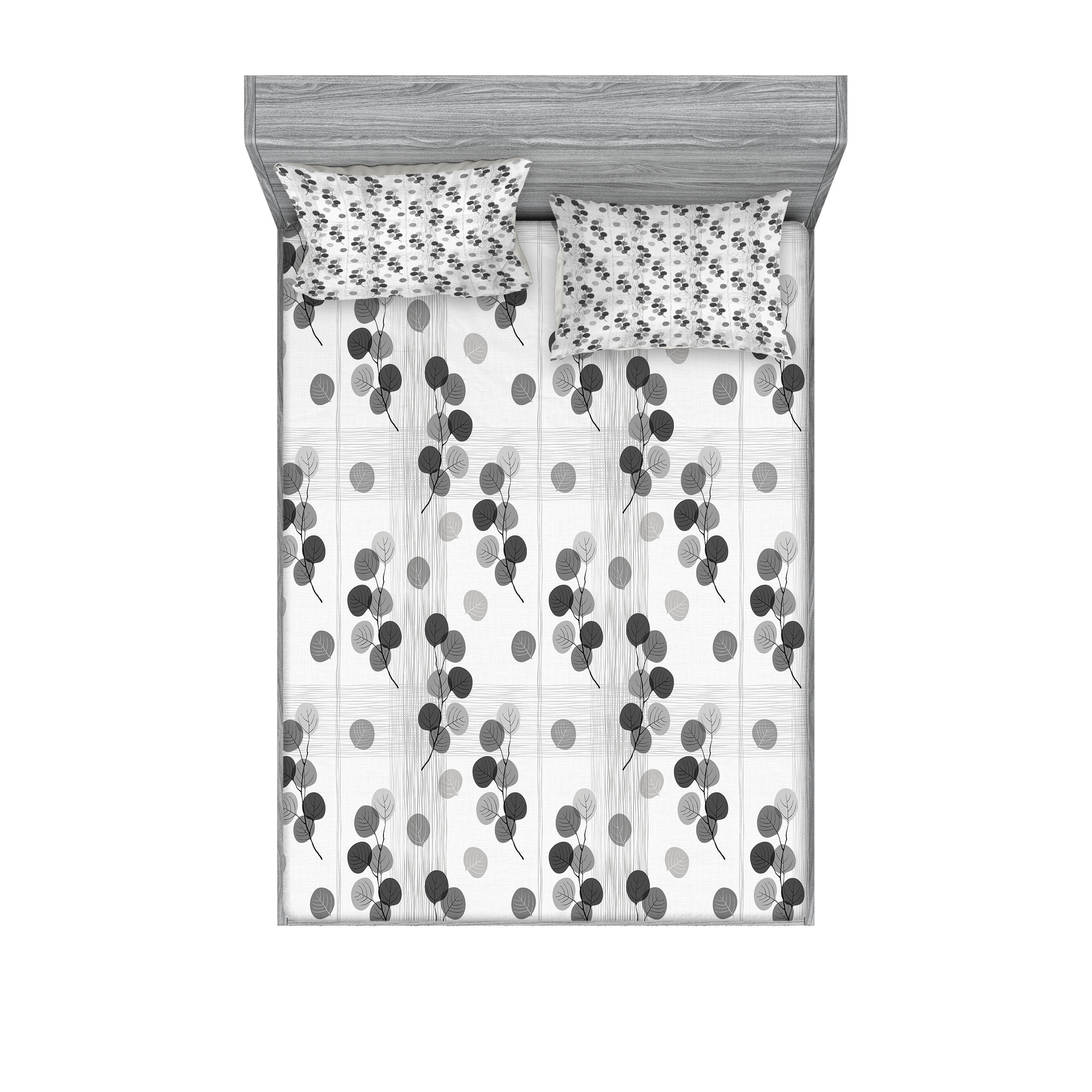 Queen Size Gray Floral Microfiber Sheet Set