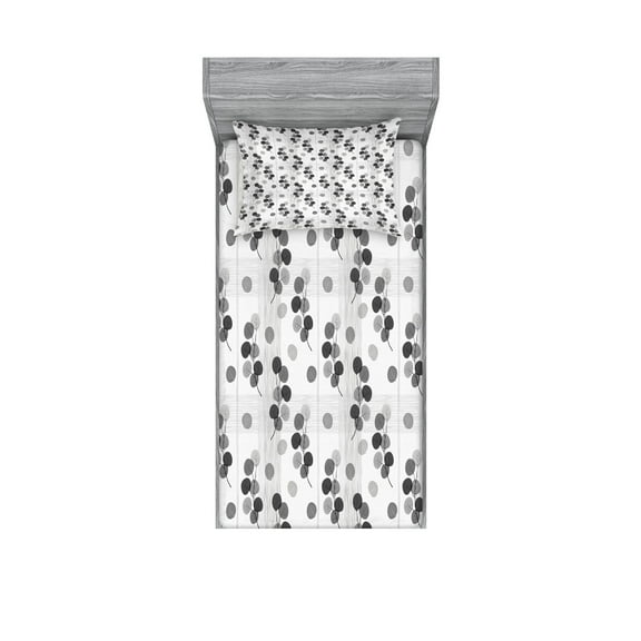 Ambesonne Modern Fitted Sheet & Pillow Sham Set, Sketchy Lines Stripes, Twin, Charcoal Grey