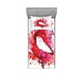 thumbnail image 1 of Ambesonne Modern Fitted Sheet & Pillow Sham Set, Smiling Woman Lips Effects, Twin, Fuchsia and Red, 1 of 3