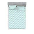 thumbnail image 1 of Ambesonne Modern Fitted Sheet & Pillow Sham Set, Soft Skewed Bold Lines, Full, Pale Blue White, 1 of 2