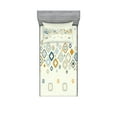 thumbnail image 1 of Ambesonne Modern Fitted Sheet & Pillow Sham Set, Vector Geometric Shapes, Twinxl, Cream Marigold Pale Blue, 1 of 3
