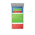 thumbnail image 1 of Ambesonne Modern Fitted Sheet & Pillow Sham Set, Water Drops on a Plastic, Twinxl, Red Fern Green Blue, 1 of 2