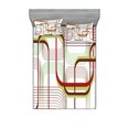 thumbnail image 1 of Ambesonne Modern Fitted Sheet & Pillow Sham Set, Wavy Abstract Shape Line, Full, Khaki Burgundy White, 1 of 2