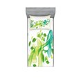 thumbnail image 1 of Ambesonne Modern Fitted Sheet & Pillow Sham Set, Wavy Floral Design Digi Art, Twinxl, Yellow Green and Blue, 1 of 2