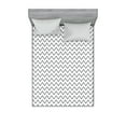 thumbnail image 1 of Ambesonne Modern Fitted Sheet & Pillow Sham Set, Zig Zag Chevron Waves, Full, Grey White, 1 of 2