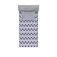 thumbnail image 1 of Ambesonne Modern Fitted Sheet & Pillow Sham Set, Zig Zag Striped Pattern, Twinxl, Navy Blue White, 1 of 3
