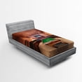 thumbnail image 1 of Ambesonne Modern Fitted Sheet, Pool Table Billiard, Twin Size, Cinnamon Brown Green, 1 of 2