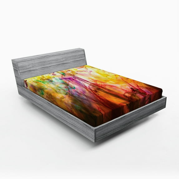 Ambesonne Modern Fitted Sheet, Rainbow Colored Image, Queen Size, Multicolor