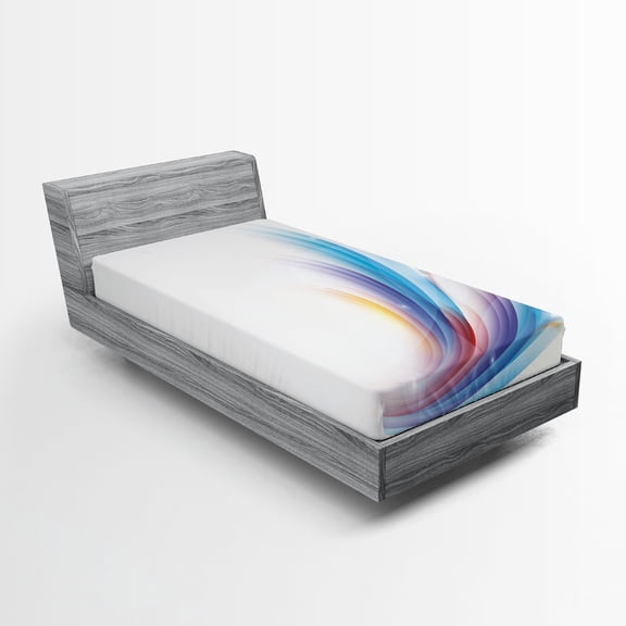 Ambesonne Modern Fitted Sheet, Rainbow Inspired Waves, Twin XL Size, Orange Purple