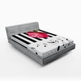 thumbnail image 1 of Ambesonne Modern Fitted Sheet, Red Rose on the Piano, Full Size, Pink Black White, 1 of 2