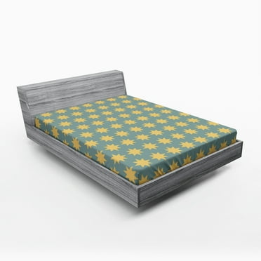 Ambesonne Modern Fitted Sheet, Starry Night, Queen Size, Apricot Mustard