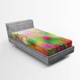 thumbnail image 1 of Ambesonne Modern Fitted Sheet, Tulips Urban Graphic, Twin Size, Pink Green, 1 of 2