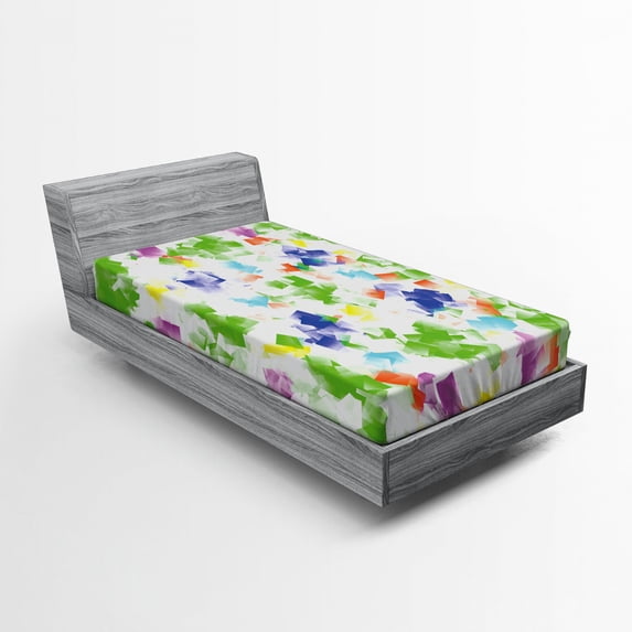 Ambesonne Modern Fitted Sheet, Vivid Ornaments, Twin XL Size, Multicolor