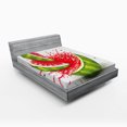 thumbnail image 1 of Ambesonne Modern Fitted Sheet, Watermelon Cuts Juice, Full Size, Red White and Fern Green, 1 of 2
