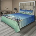 thumbnail image 1 of Ambesonne Modern Fitted & Top Sheet Set with Shams, Shanghai Scenery, Mint Green Blue Grey, 1 of 5