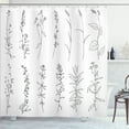 thumbnail image 1 of Ambesonne Modern Floral Shower Curtain, Wild Herbs Sketch, 69"Wx70"L, White Charcoal Grey, 1 of 3
