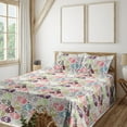 thumbnail image 1 of Ambesonne Modern Gothic Fitted & Flat Sheet with Shams 4 Pcs Set, Simple Skulls Boho, Full, Off White Coral Pale Grey, 1 of 1