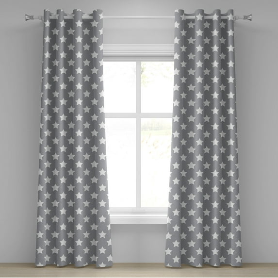 Ambesonne Modern Grommet Curtain, Art with Big Stars, 50" x 72", White Grey