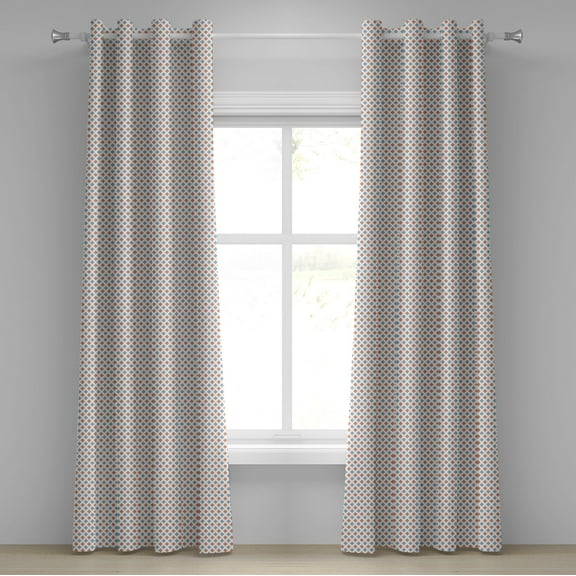 Ambesonne Modern Grommet Curtain, Colored Rhombs Borders, 50" x 84", White Seafoam and Coral