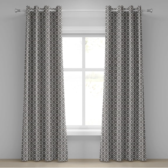 Ambesonne Modern Grommet Curtain, Geometric Lines, 50" x 72", Dark Taupe and White