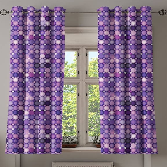 Ambesonne Modern Grommet Curtain, Geometric Violet Circles, 50" x 54", Pale Pink Purple