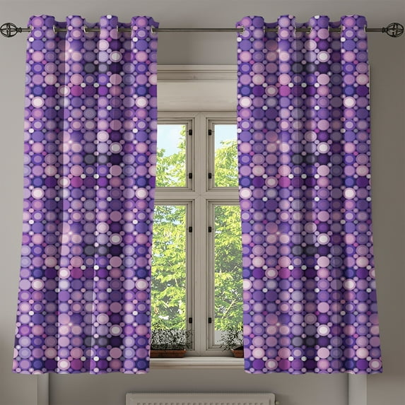 Ambesonne Modern Grommet Curtain, Geometric Violet Circles, 50" x 63", Pale Pink Purple