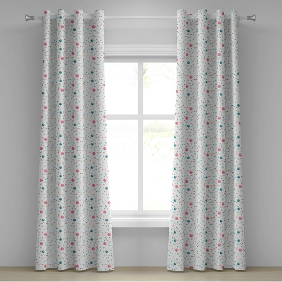 Ambesonne Modern Grommet Curtain, Pastel Color Polka Dots, 50" x 72", Blue Pink Grey