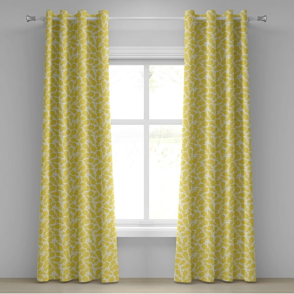 Ambesonne Modern Grommet Curtain, Pineapple Fruit, 50" x 120", White and Yellow