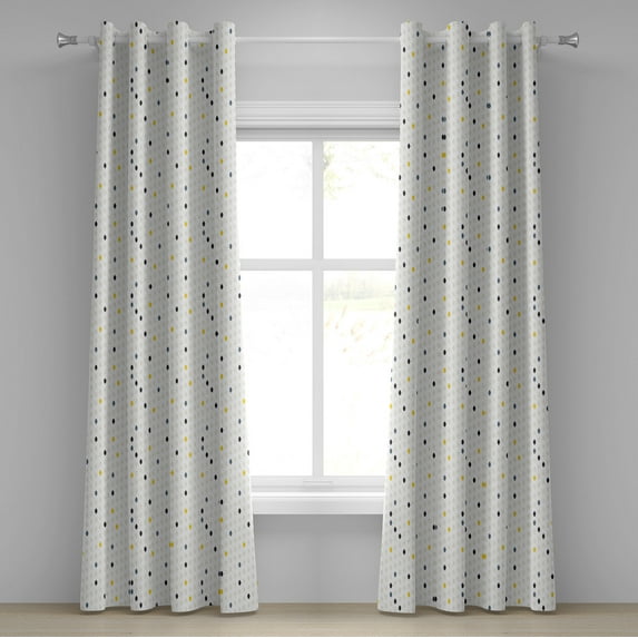 Ambesonne Modern Grommet Curtain, Polka Dots Geometric, 50" x 96", Yellow White Grey
