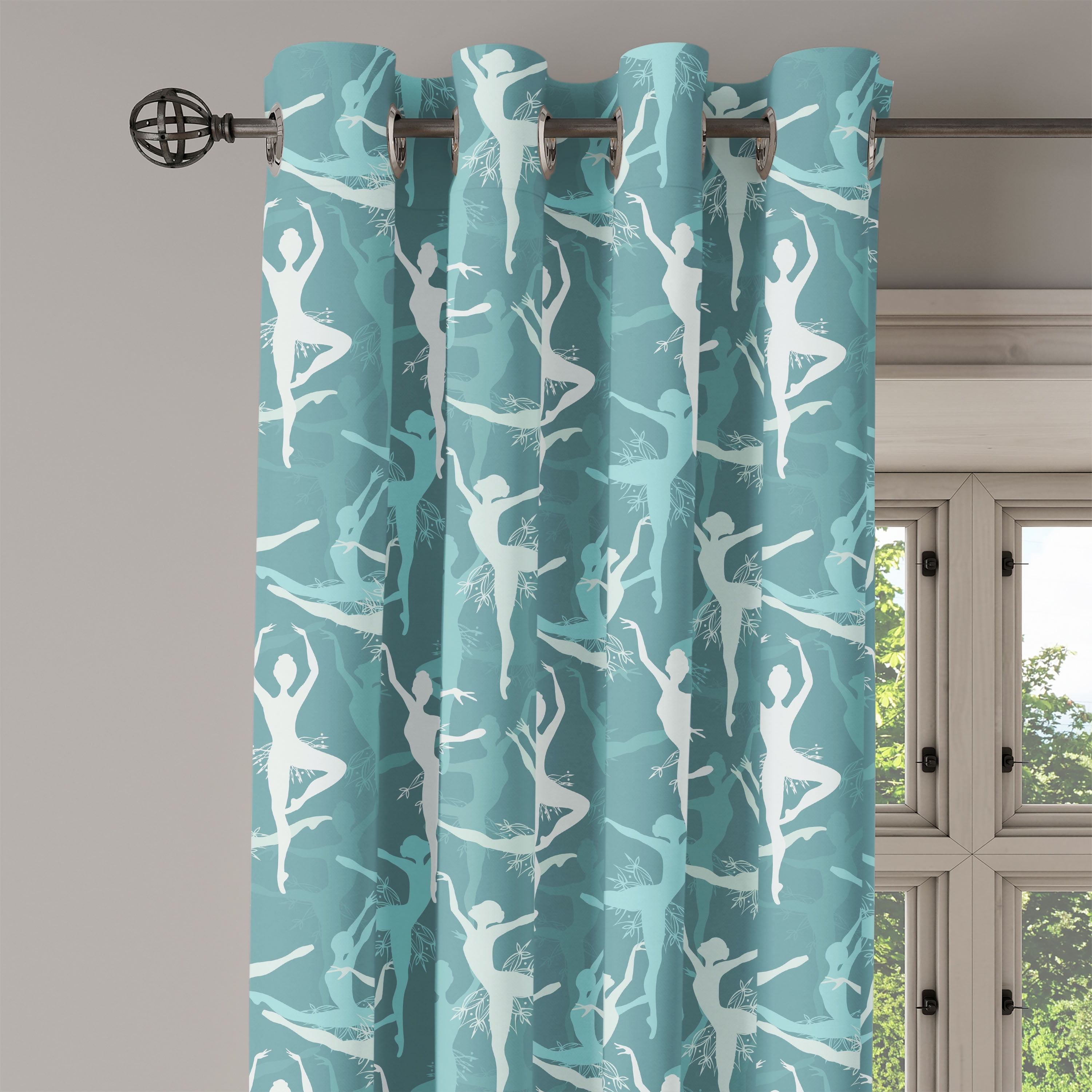 Ambesonne Modern Grommet Curtain Single Panel, Ballerinas Dancing Art