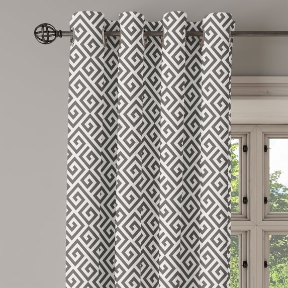 Ambesonne Modern Grommet Curtain Single Panel, Geometric Maze, 50"x60", White and Army Green