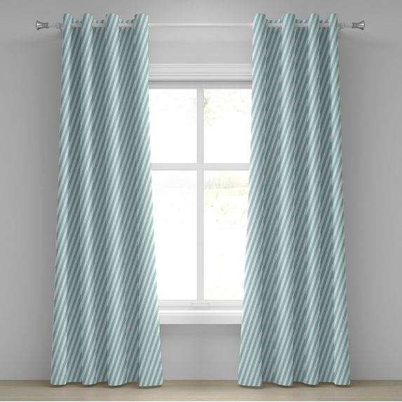 Ambesonne Modern Grommet Curtain, Soft Skewed Bold Lines, 50" x 108", Pale Blue White