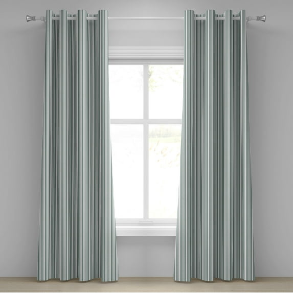 Ambesonne Modern Grommet Curtain, Thin and Bold Stipes, 50" x 108", Pale Sage Green White