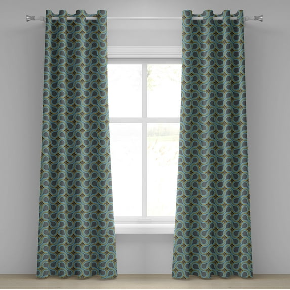 Ambesonne Modern Grommet Curtain, Twisted Tangled Lines, 50" x 96", Grey Marigold Pale Blue