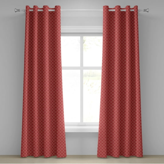 Ambesonne Modern Grommet Curtain, Wavy Lines Oval Curvy, 50" x 120", Dark Coral Ivory