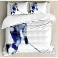thumbnail image 1 of Ambesonne Modern Hockey Player in Fragmented Triangle Formes Winter Sports Hobby Design Duvet Cover Set, 1 of 3