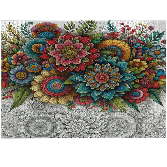 Ambesonne Modern Jigsaw Puzzle, Jumble Tones Floral Oriental, Heirloom-Quality Fun Activity for Family Durable Cardboard, 1000 pcs, Pale Grey Multicolor