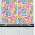 thumbnail image 1 of Ambesonne Modern Kitchen Curtains, Geometric Circles Rounds, 55"x39", Multicolor, 1 of 2