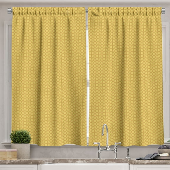 Ambesonne Modern Kitchen Curtains, Geometric Warm Color Art, 55"x45", Pale Earth Yellow and Orange