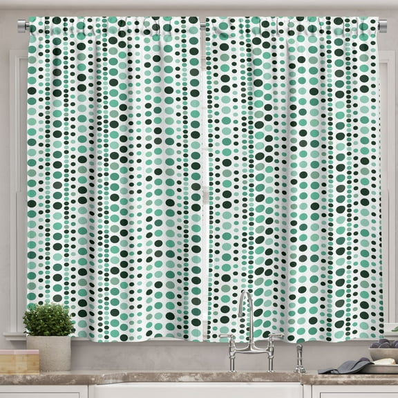 Ambesonne Modern Kitchen Curtains, Geometrical Circles Dots, 55"x39", Hunter Green Turquoise