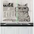 thumbnail image 1 of Ambesonne Modern Kitchen Curtains, Hipster Cat Humorous, 55"x45", Pale Grey Dust, 1 of 1