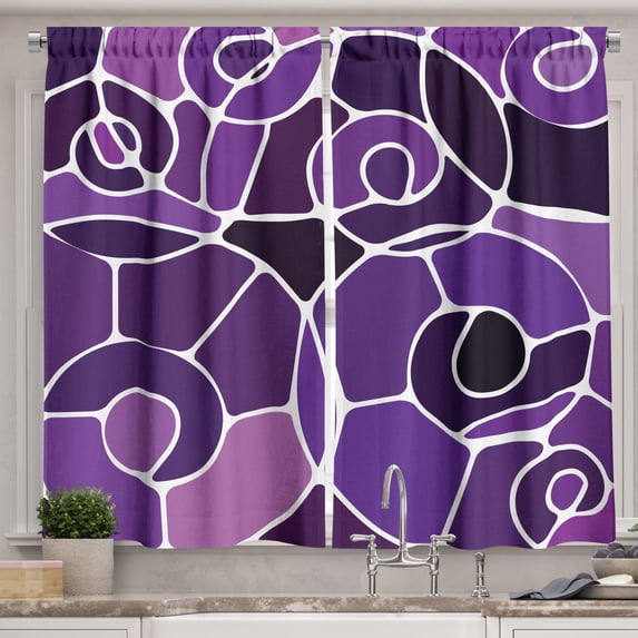 Ambesonne Modern Kitchen Curtains, Purple Shaded Spirals, 55"x39", Multicolor