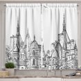 thumbnail image 1 of Ambesonne Modern Kitchen Curtains, Sketchy Art Landmark, 55"x39", Black and White, 1 of 2