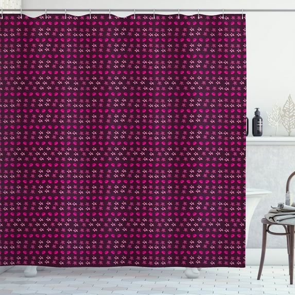 Ambesonne Modern Maroon Shower Curtain, Various Flowers Art, 69"Wx70"L, Hot Pink Dark Mauve