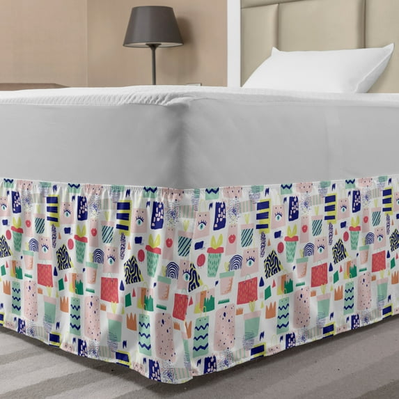 Ambesonne Modern Multi-color Wrap Around and Gathered Microfiber Bed Skirt, Twin
