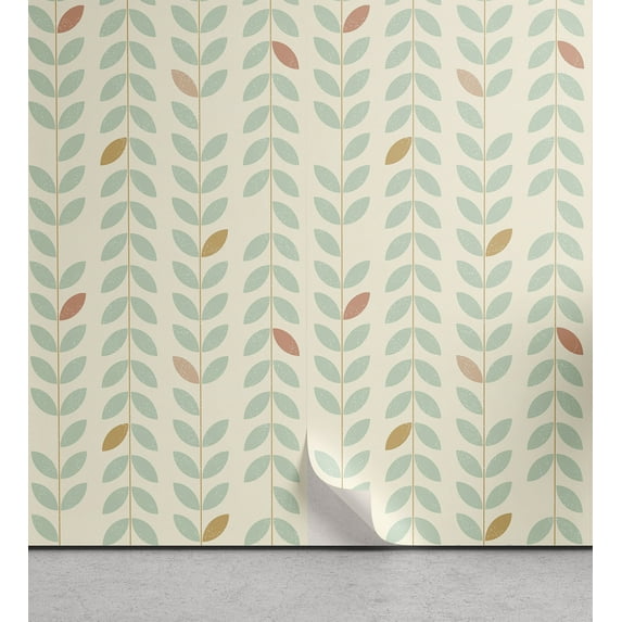 Ambesonne Modern Peel & Stick Wallpaper for Home, Pastel Grunge Branches Art, 13"x36", Champagne and Pale Teal