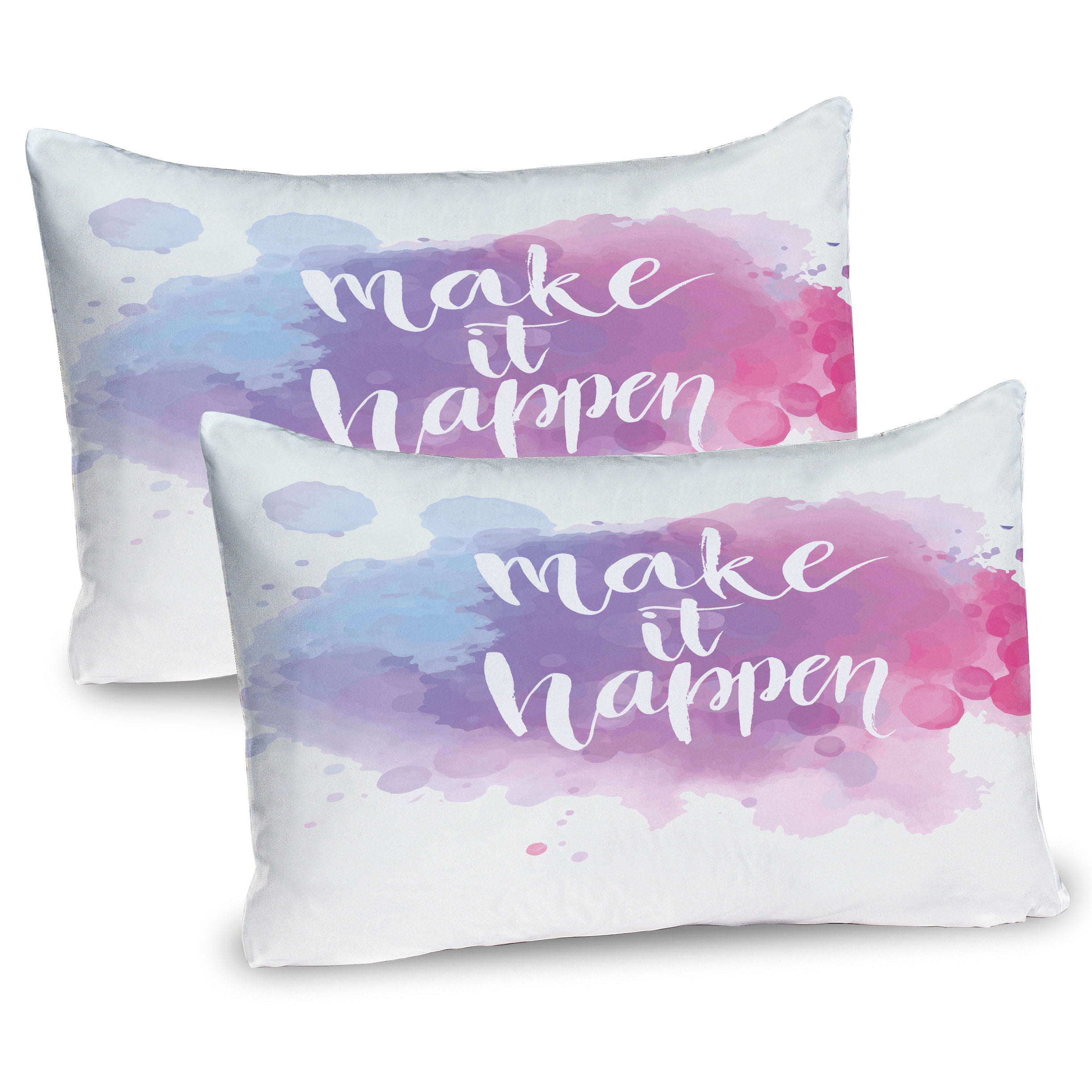 Blue and Fuchsia Microfiber Inspirational Pillow Shams Set